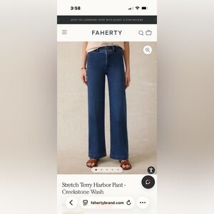 Faherty Women's Stretch Terry Harbor Pant Creekstone Wash NWT Size 26